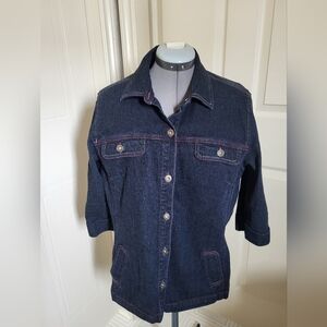 Northern Reflections Dark Indigo Jean Jacket with Red Stitching